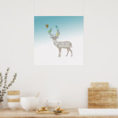 Aqua Blue Be Beautiful Deer Birds Poster (Keuken)