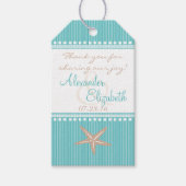 Aqua Blue Beach Bruiloft Gast Favor Bedankt- Cadeaulabel (Voorkant)