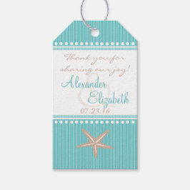 Aqua Blue Beach Bruiloft Gast Favor Bedankt- Cadeaulabel
