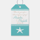 Aqua Blue Beach Guest Favor Dank u - Cadeaulabel (Voorkant)