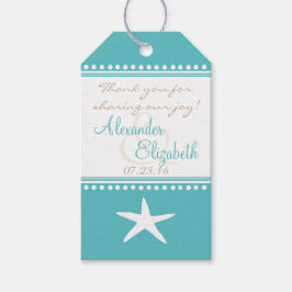 Aqua Blue Beach Guest Favor Dank u - Cadeaulabel