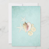 Aqua Blue Beach Ocean Shell Zand Seashells Wedding Kaart (Achterkant)