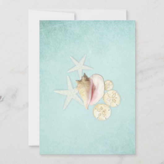 Aqua Blue Beach Ocean Shell Zandparen Douche Kaart (Achterkant)