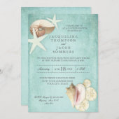 Aqua Blue Beach Ocean Shell Zandparen Douche Kaart (Voorkant / Achterkant)