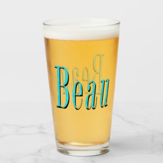 Aqua Blue Beau Name Logo, Glas (Voorkant gevuld)