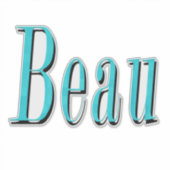 Aqua Blue Beau Name Logo, Sticker (Voorkant)