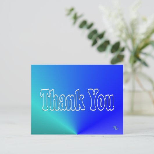 Aqua-Blue Bedankt -blanco Briefkaart (Staand voorkant)