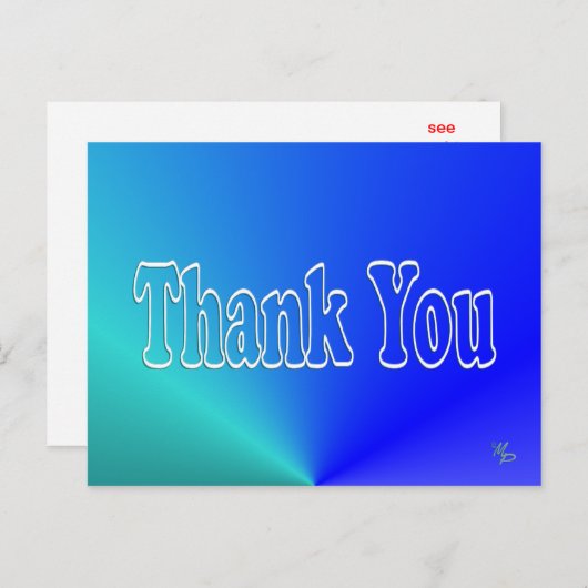 Aqua-Blue Bedankt -blanco Briefkaart (Voorkant / Achterkant)