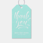 Aqua Blue Bedankt Hand Lettering Script Gift Label Cadeaulabel (Voorkant)