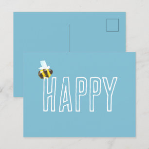 Aqua Blue Bee Happy Briefkaart