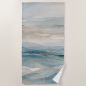 Aqua Blue Beige Blauwgroen Crème Abstracte Golf Pa Strandlaken (Voorkant)