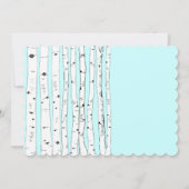 Aqua Blue Birch Tree Love Bird Wedding Invitting Kaart (Achterkant)