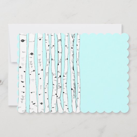 Aqua Blue Birch Tree Love Bird Wedding Invitting Kaart (Achterkant)