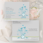 Aqua Blue Birds Hearts bruiloft uitnodiging Briefk