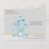 Aqua Blue Birds Hearts bruiloft uitnodiging Briefk (Achterkant)