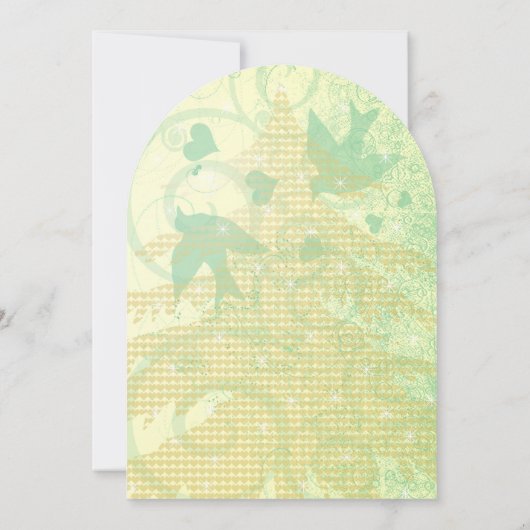 Aqua Blue Birds & Pine Trees Huwelijksuitnodiginge Kaart (Achterkant)