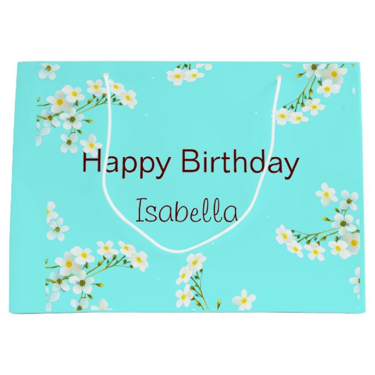 Aqua Blue Birthday Groot Cadeauzakje (Voorkant)