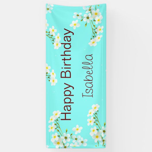 Aqua Blue Birthday Spandoek (Verticaal)