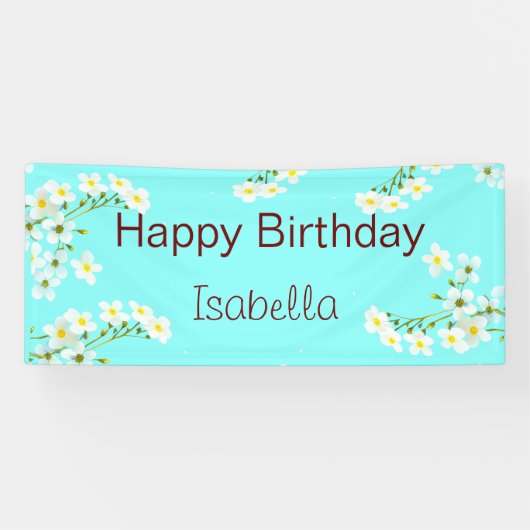 Aqua Blue Birthday Spandoek (Horizontaal)