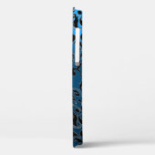 AQUA BLUE BLACK DAMASK GEMSTONE MONOGRAM Case-Mate iPhone CASE (Achterkant / Links)