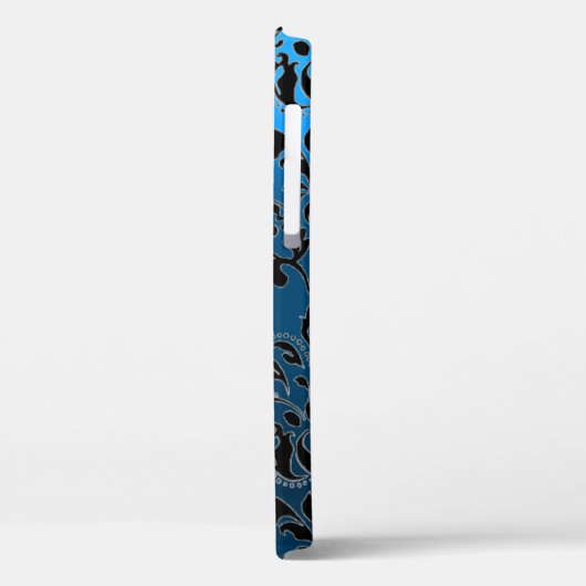 AQUA BLUE BLACK DAMASK GEMSTONE MONOGRAM Case-Mate iPhone CASE (Achterkant / Links)