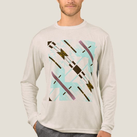 Aqua Blue Black Diagonal Arrow Southwest geïnspire Tri-Blend Shirt (Voorkant volledig)