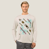 Aqua Blue Black Diagonal Arrow Southwest geïnspire Tri-Blend Shirt (Voorkant)