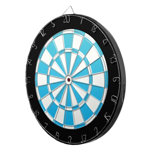 Aqua Blue Black en White Dartbord (Voorkant Rechts)