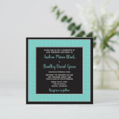 Aqua Blue Black Polka Dot Weddenschap Kaart (Staand voorkant)