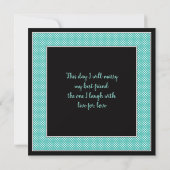Aqua Blue Black Polka Dot Weddenschap Kaart (Achterkant)
