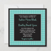 Aqua Blue Black Polka Dot Weddenschap Kaart (Voorkant)