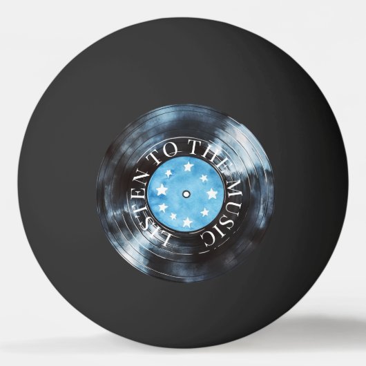 Aqua Blue Black Record Muziek Pingpongbal (Voorkant)