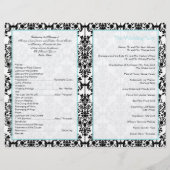 Aqua Blue, Black, White Damask Wedding Program (Achterkant)