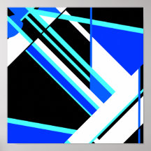 Aqua Blue Black White Diagonaal geometrisch ontwer
