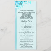 Aqua Blue Blauwgroen Bloemen Trouwprogramma Sjablo Programmakaart (Achterkant)