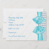 Aqua Blue Blauwgroen Bow Diamond Bling Party Uitno Kaart (Achterkant)