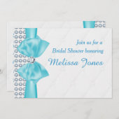 Aqua Blue Blauwgroen Bow Diamond Bling Party Uitno Kaart (Voorkant / Achterkant)