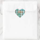 Aqua Blue Blauwgroen en Brown Modern Stippen Patro Hart Sticker (Tas)