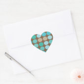 Aqua Blue Blauwgroen en Brown Modern Stippen Patro Hart Sticker (Envelop)