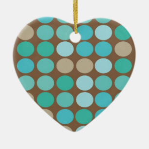 Aqua Blue Blauwgroen en bruin Stip Modern Ornament