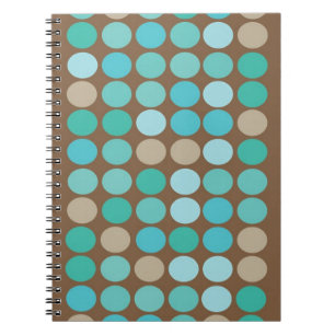 Aqua Blue, Blauwgroen en bruin Stip Modern Patroon Notitieboek