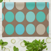 Aqua Blue, Blauwgroen en bruin Stip Modern Patroon Theedoek (Gevouwen)