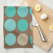 Aqua Blue, Blauwgroen en bruin Stip Modern Patroon Theedoek (Quarter Fold)