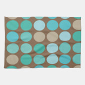 Aqua Blue, Blauwgroen en bruin Stip Modern Patroon Theedoek (Horizontaal)