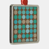 Aqua Blue, Blauwgroen en bruin Stip Pattern Modern Metalen Ornament (Rechts)