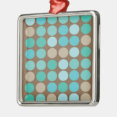 Aqua Blue, Blauwgroen en bruin Stip Pattern Modern Metalen Ornament (Links)