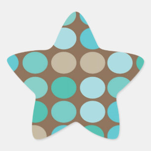 Aqua Blue, Blauwgroen en bruin Stip Pattern Modern Ster Sticker