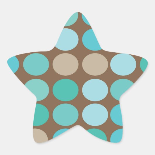 Aqua Blue, Blauwgroen en bruin Stip Pattern Modern Ster Sticker (Voorkant)