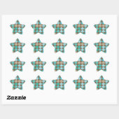 Aqua Blue, Blauwgroen en bruin Stip Pattern Modern Ster Sticker (Vel)