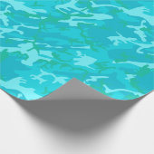 Aqua Blue Blauwgroen en Green Camouflage Patroon Cadeaupapier (Hoek)